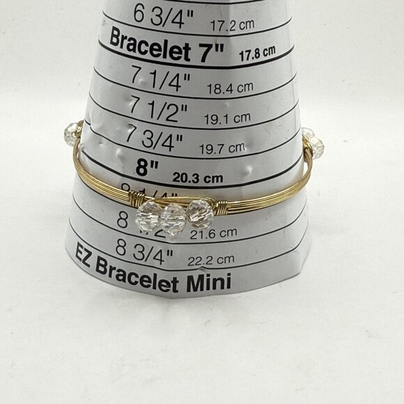 Gold Wire Bangle Bracelet With Clear Crystal Beads - Picture 2 of 4